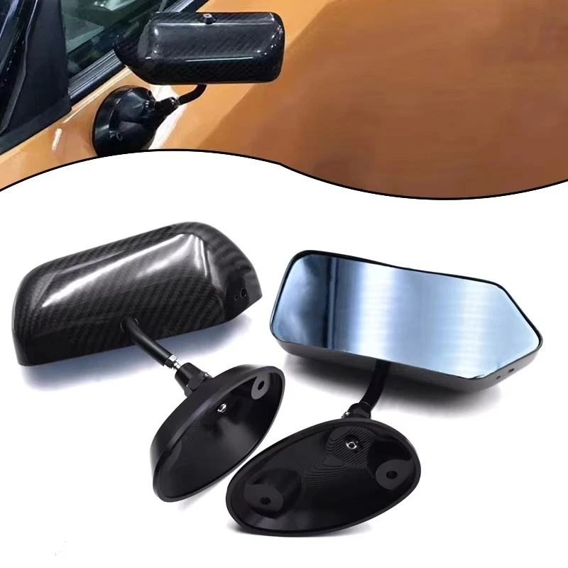 

Carbon Fiber Pair Car Side Mirror Left Right Blue Tint Rearview Mirror Aluminum Bracket Universal Fit