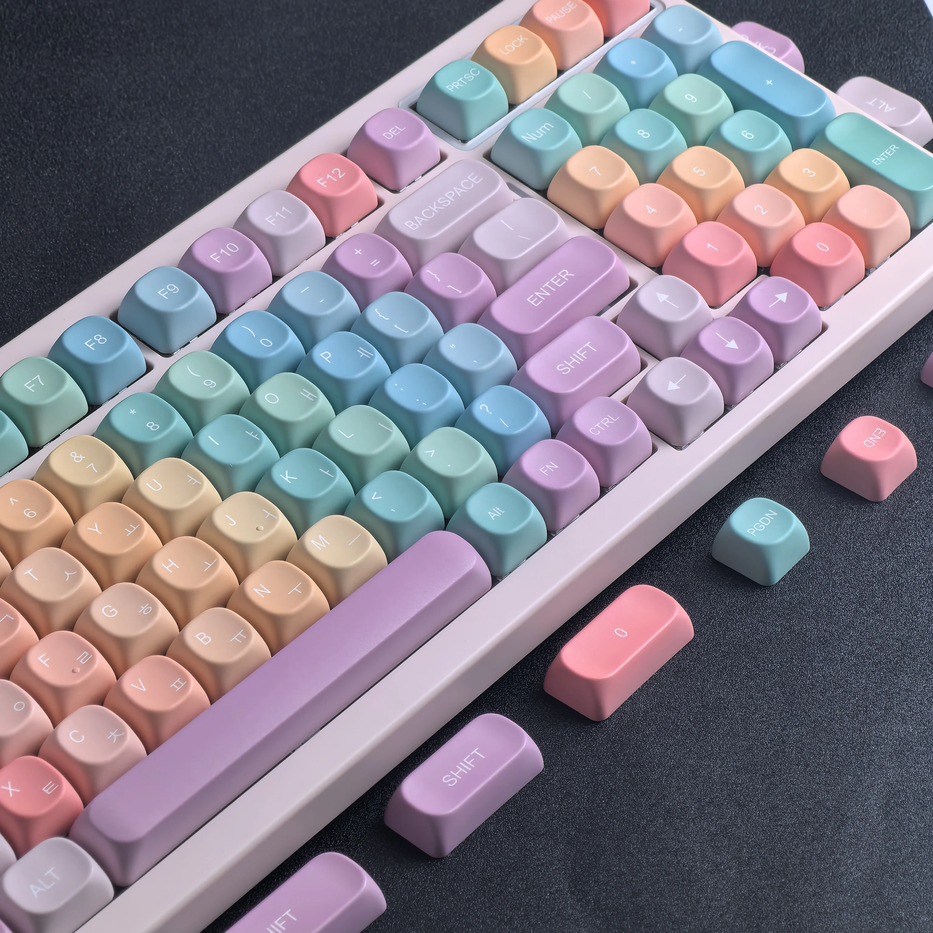 MOA Korean Keycap Russian Keycaps PBT Rainbow 126Key Cute Candy Colorful Custom For Aula Mechanical Keyboards Keycap Set