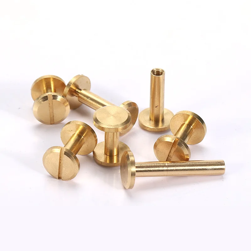 10pcs Solid Brass Binding Chicago Screws Nail Stud Rivets for Photo Album Leather Craft Studs Belt Wallet Fasteners 10mm Cap