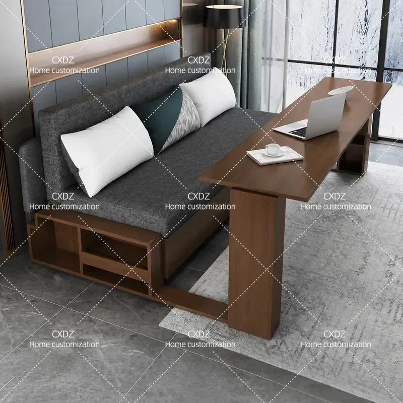 Foldable Sofa Bed for Small Apartment Multi Functional Dual Purpose Solid Wood Couch with Storage Modern Simple Design