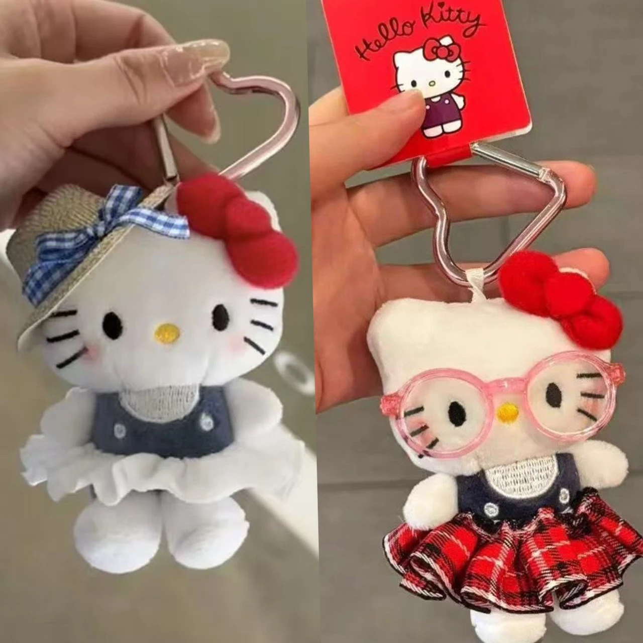 

Sanrio Hello Kitty Peripheral Doll Keychain Cute Fashion Sunglasses Kt Cat Keyring Backpack Plush Toy key chain Birthday Gifts