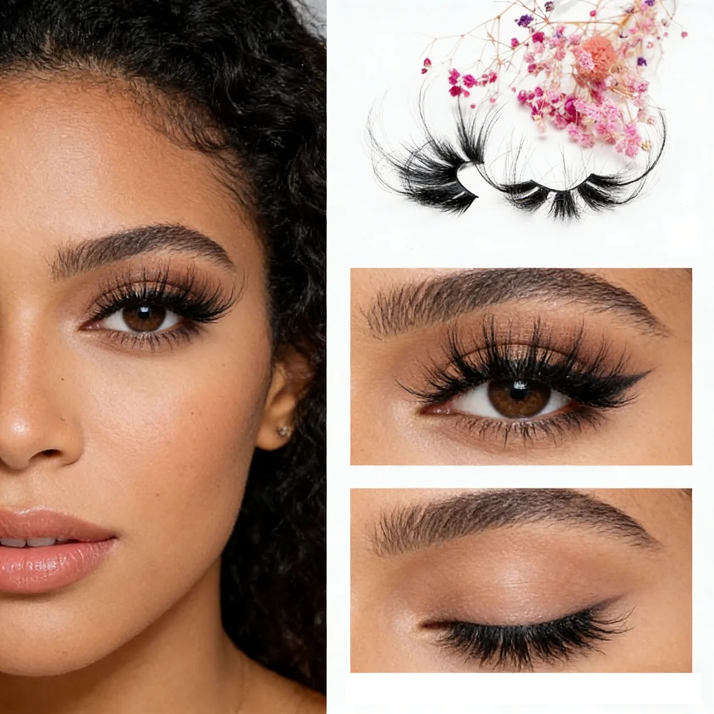 1 Paar künstliche Wimpern aus Nerzhaar der R-Serie, 60–70 mm, natürlich schlanke und lange Wimpernverlängerung