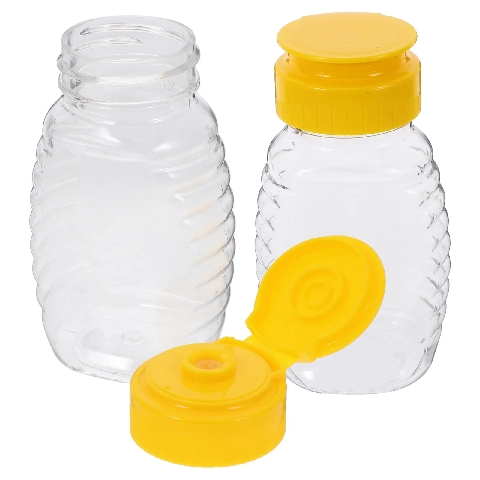2pcs 108Ml Honey Squeeze Bottle Empty Refillable Plastic Honey Jar Transparent Condiment Jar Travel Size Mini Syrup Dispenser
