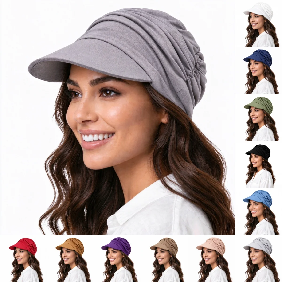 Fashion Solid Color Hijab Cap For Women Bonnet Muslim Sun Hat Scarf Wrap Baseball Caps Trendy Bandana Hijab Bonnet Turban