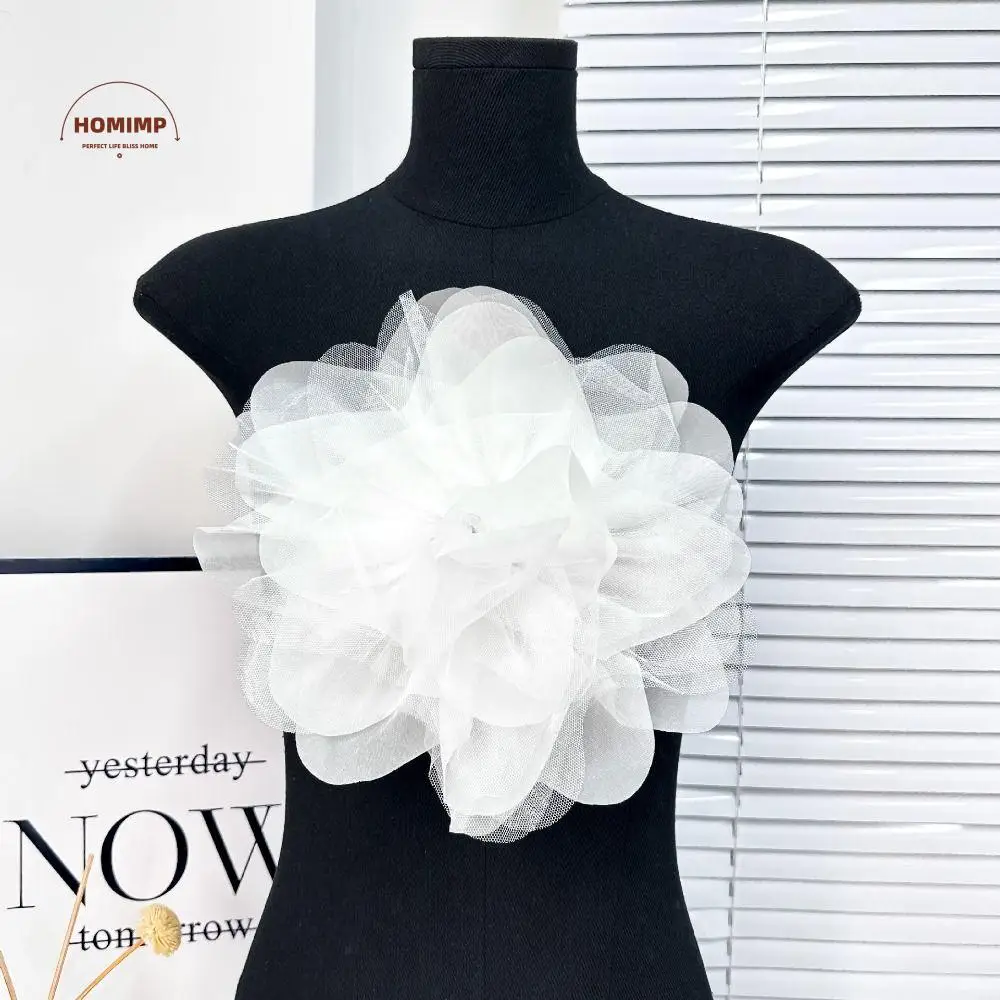 

2pcs Lace Fabric Flower Brooch Appliques Tulle Clothing Brooch Clothing Appliques 3D Removable Clothing Patch Clothes Decoration