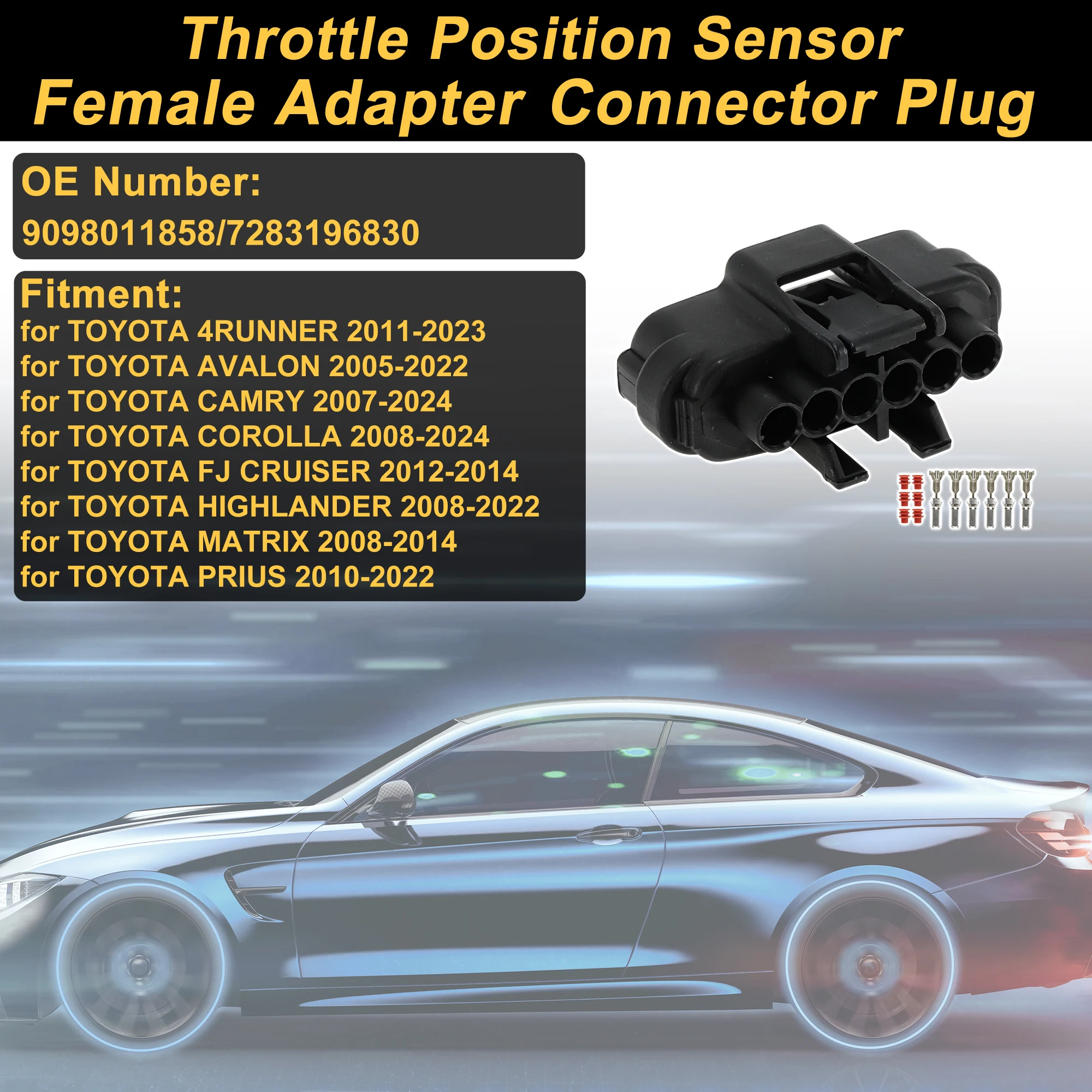 UXCELL 6 Pin Throttle Position Sensor Connector Plug for TOYOTA 4RUNNER Female Adapter