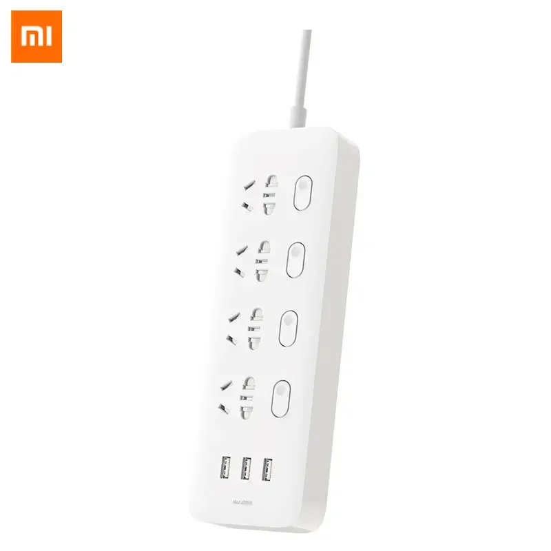 

Умная розетка Xiaomi Mijia с выключателем, 3 USB-портами, 4 гнездами, удлинитель с большой вилкой, EU, 2500 Вт, для умного дома Xiaomi