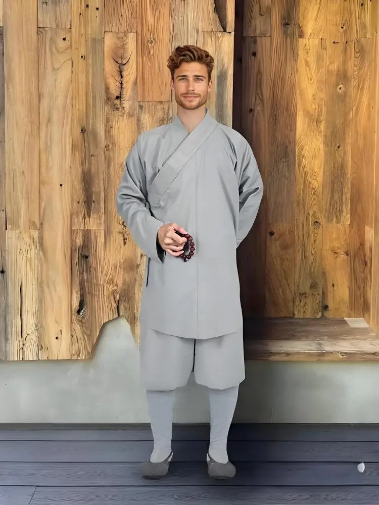 2025 Best-selling Buddhist Monk Set! Mercerized Cotton Robe & Pants - Anti-wrinkle & Skin-friendly For Yoga/temple