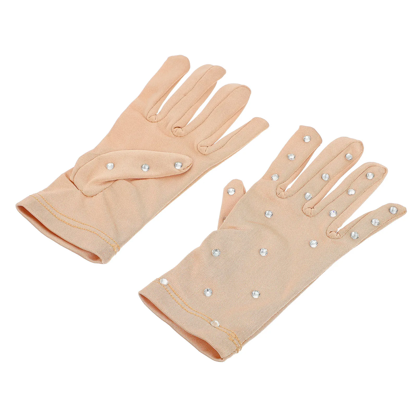 

1Pair Rhinestone Skating Gloves Stylish Figure Skating Anti-Skid Thermal Gloves Comfortable Elastic Fiber for Girls Stage