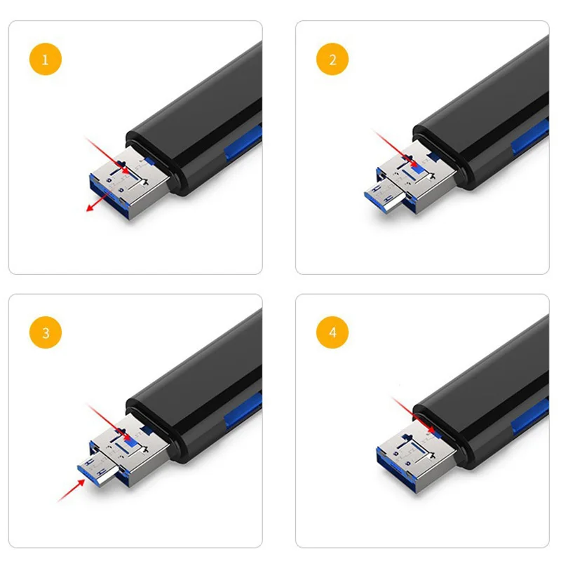 Type-C 5-In-1 Card Reader Multifunctional Portable Micro/USB/Type-C/TF OTG Card Reader For PC Laptop Smart Phone Etc