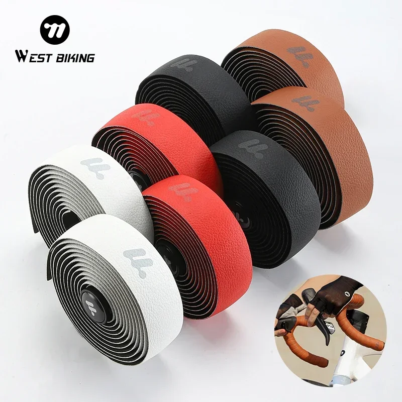 WEST BIKING-Cinta para manillar de bicicleta, cinturón antideslizante que absorbe los golpes, Gel de silicona ultraligero, correa para ciclismo, accesorios para bicicleta de montaña y carretera