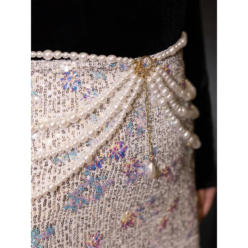 فساتين حفلات فاخرة مطرزة بالترتر فساتين سهرة أنيقة بحورية البحر باللون الأسود فساتين نسائية طويلة للمناسبات الرسمية