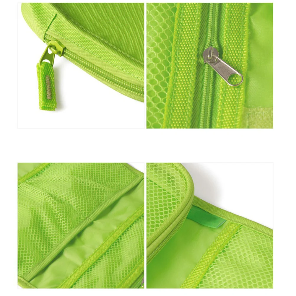 Bolsa de aseo de viaje, organizador plegable verde claro, bolsa de lavado colgante, multifunción, portátil, duradera, lona de alta capacidad