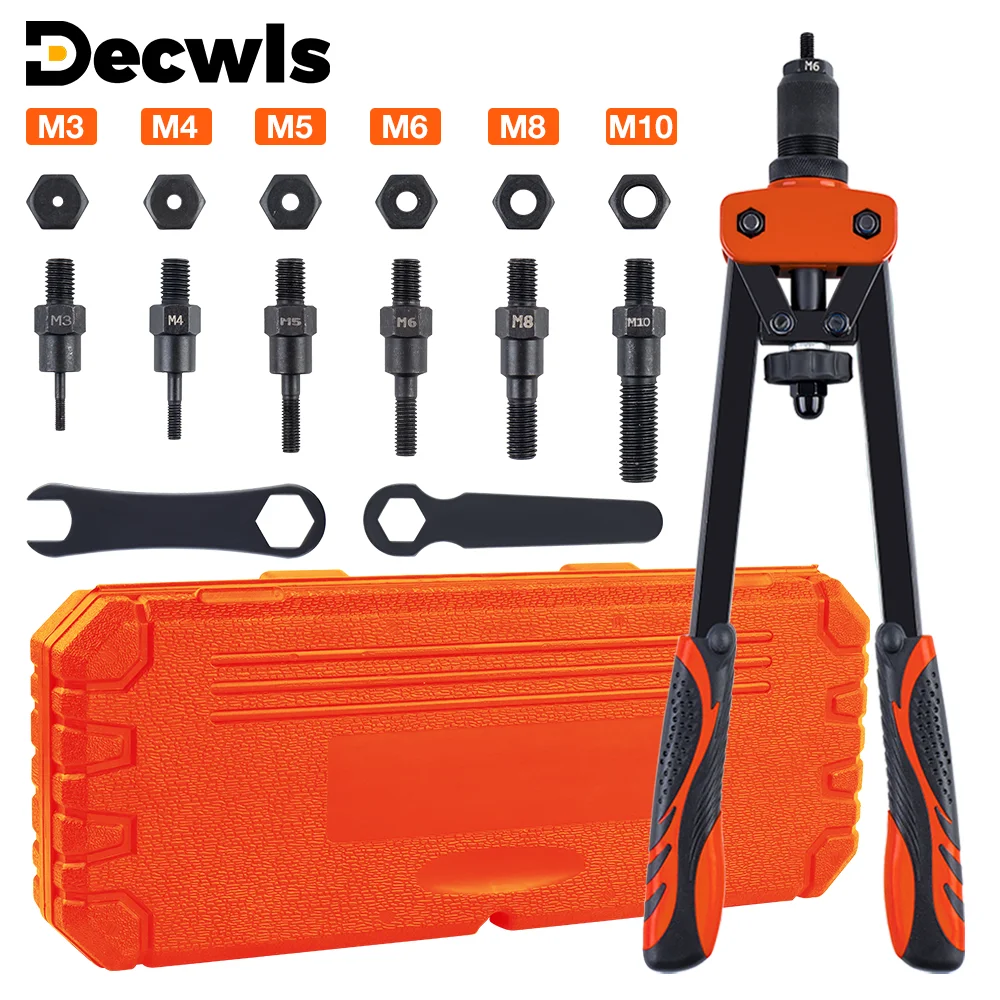 Manual Rivet Nut Gun, M3 M4 M5 M6 M8 M10 Cordless Rivet Nut Gun, Multi-Size Insert Rivet Nut Tool, Including Wrench And Tool Box