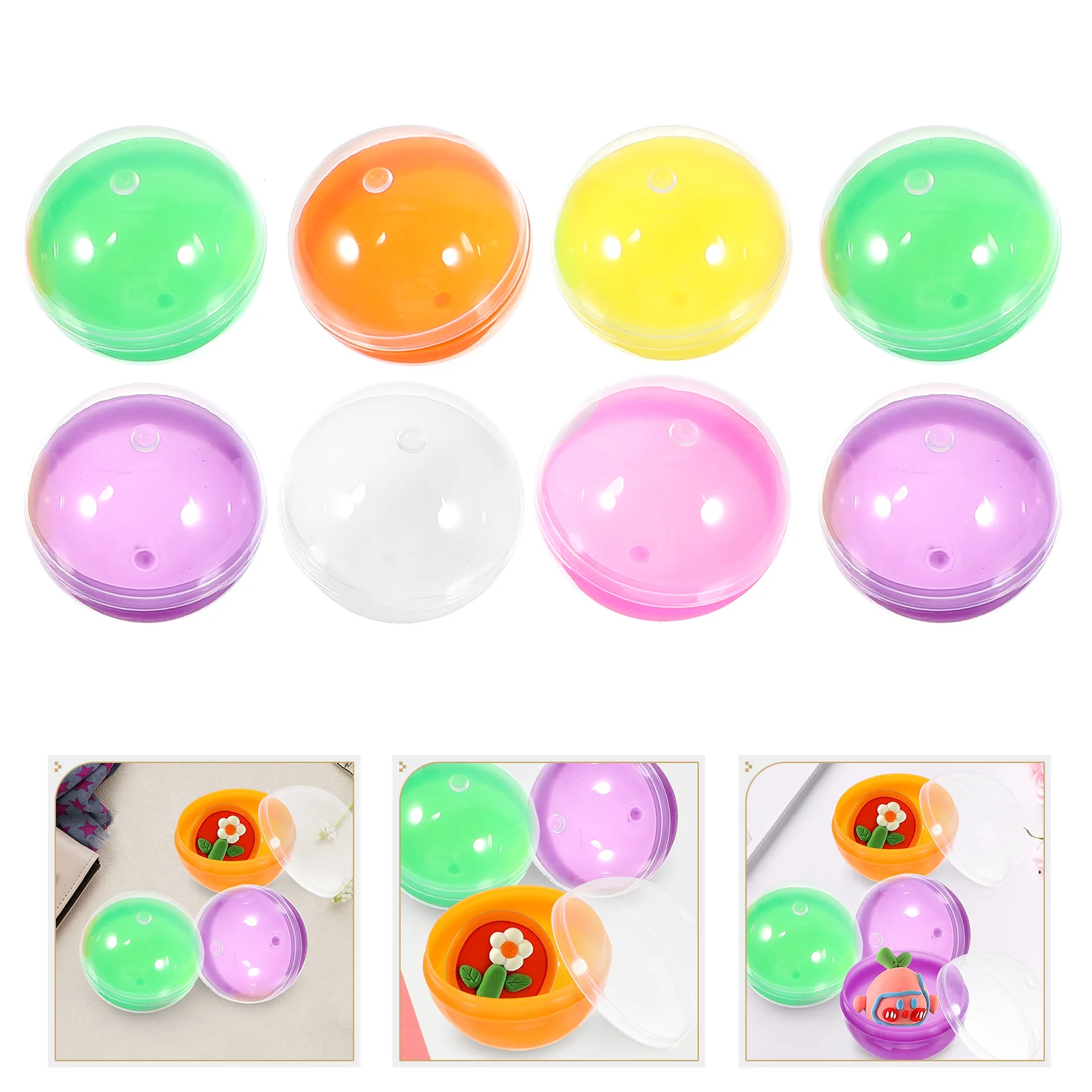 100 Pcs Round Capsules Gumball Toy Safe Plastic Material Fillable Balls Party Gifts Holiday Decorations Easter Basket Stuffers