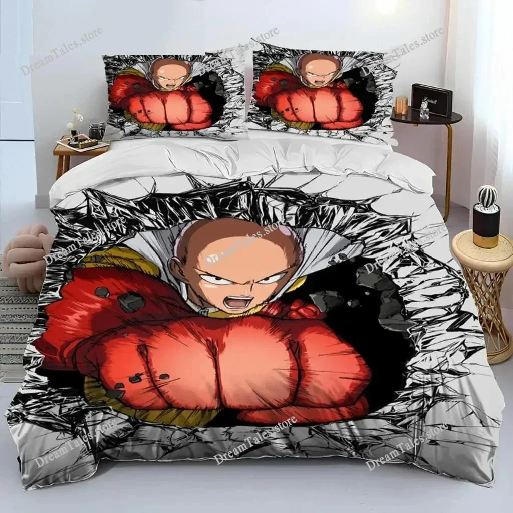 The Amazing World One-Punch Man Saitama Cartoon Poster Sheets Quilt Covers Bedding Dormitory Sheets Bedding Set Soft Bedding741 - view 3