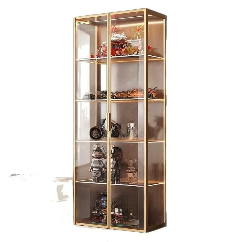 living room wall-against aluminum alloy high-end glass cabinet, partition LEGO figure cabinet, tea display cabinet