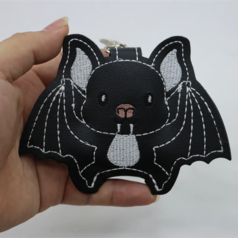 Bat vegan vinyl PU black demon wing air bud case keychain goth accessories alternative keyfob emo accessory headphone ear.