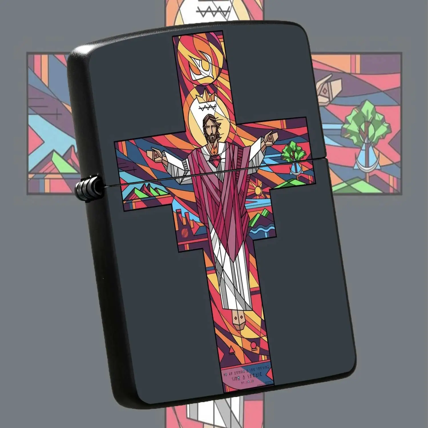 Reusable Flip-top Pocket Metal Windproof Lighter, Creative Christian Cross Art Pattern Design, Portable Retro Texture Body, Practical Ignition Tool For Daily And Outdoor Use, Ideal Gift For Religious Culture Enthusiasts, Durable