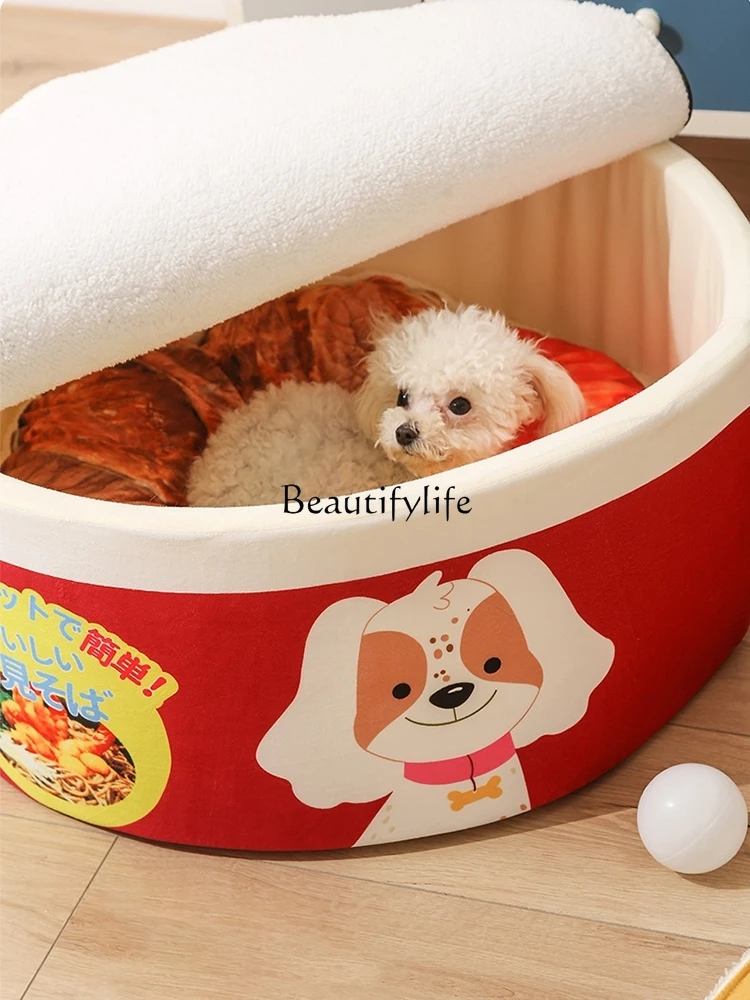 

Instant Noodle Bowl Cat Nest Pet Bed Winter Warm Closed