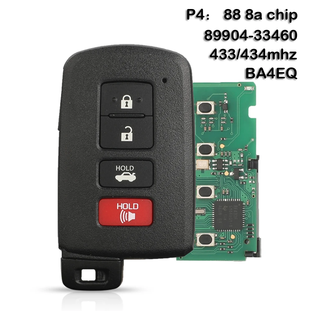

Смарт-ключ Kutery для Toyota Camry, Avalon, Aurion 2011+ с 4 кнопками, 89904-33460, 433 МГц, FCC ID BA4EQ PAGE1 88 DST-AES ID8A