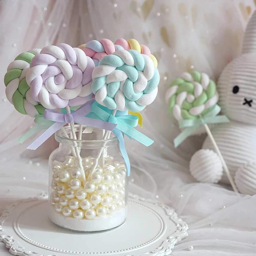 1pcs Simulating cotton lollipops Cake shop window set up prop photography background Fake candy Simulated lollipop