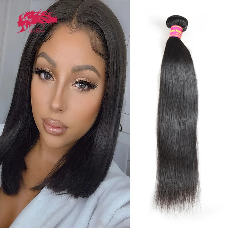 Ali Queen Hair 10A Grade Straight Human Hair Bundles 1pcs Hair Weave 100% Unprocessed Virgin Human Hair Bundle Natural Color