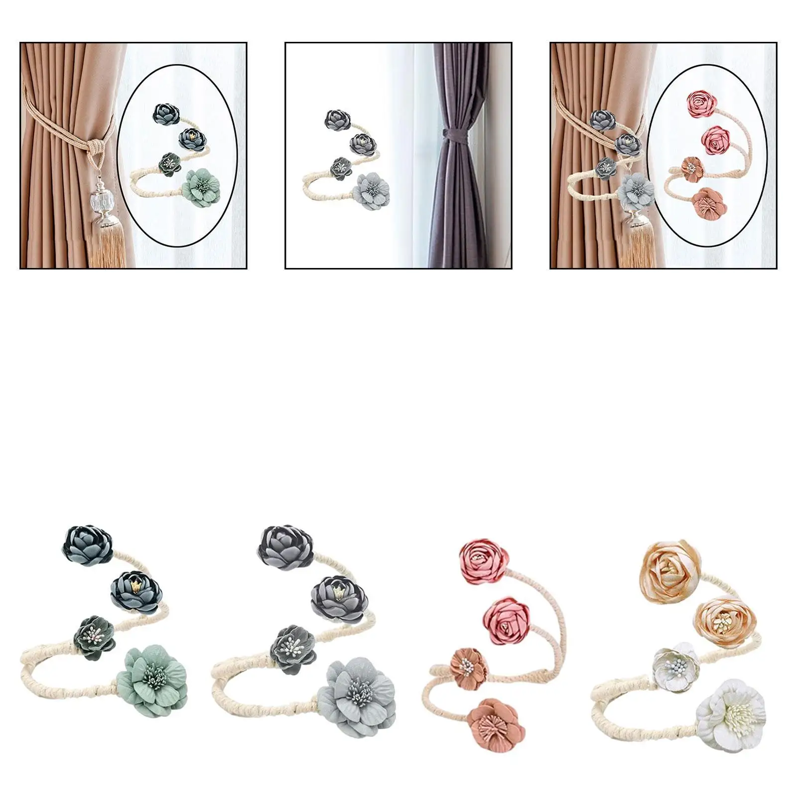 Modern Curtain Holdback Handwoven Tieback Branch Flower Hook Accessories for Window Curtains in Homes