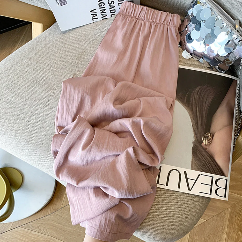 Ice Silk Cool Breathable Casual Pants Women Sports Leggings Regular Elastic Holiday Daily Home Club Wear Trousers
