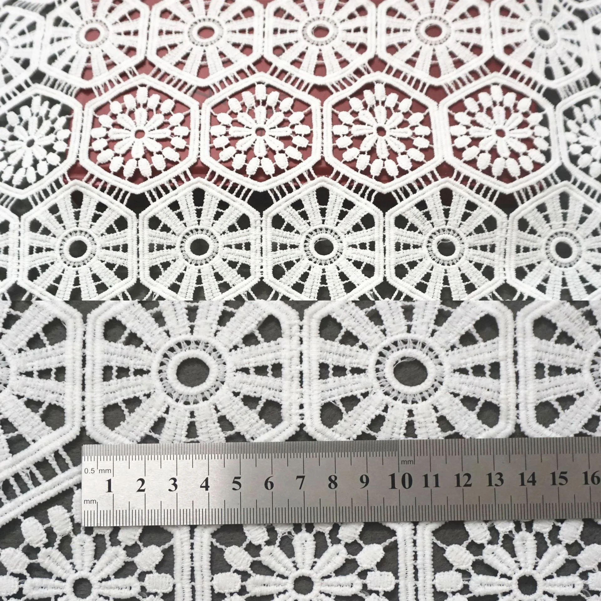 Water-soluble Milk Silk Lace Embroidery Fabric Full Width Openwork Embroidery Clothing Embroidery Lace Fabrics view 6