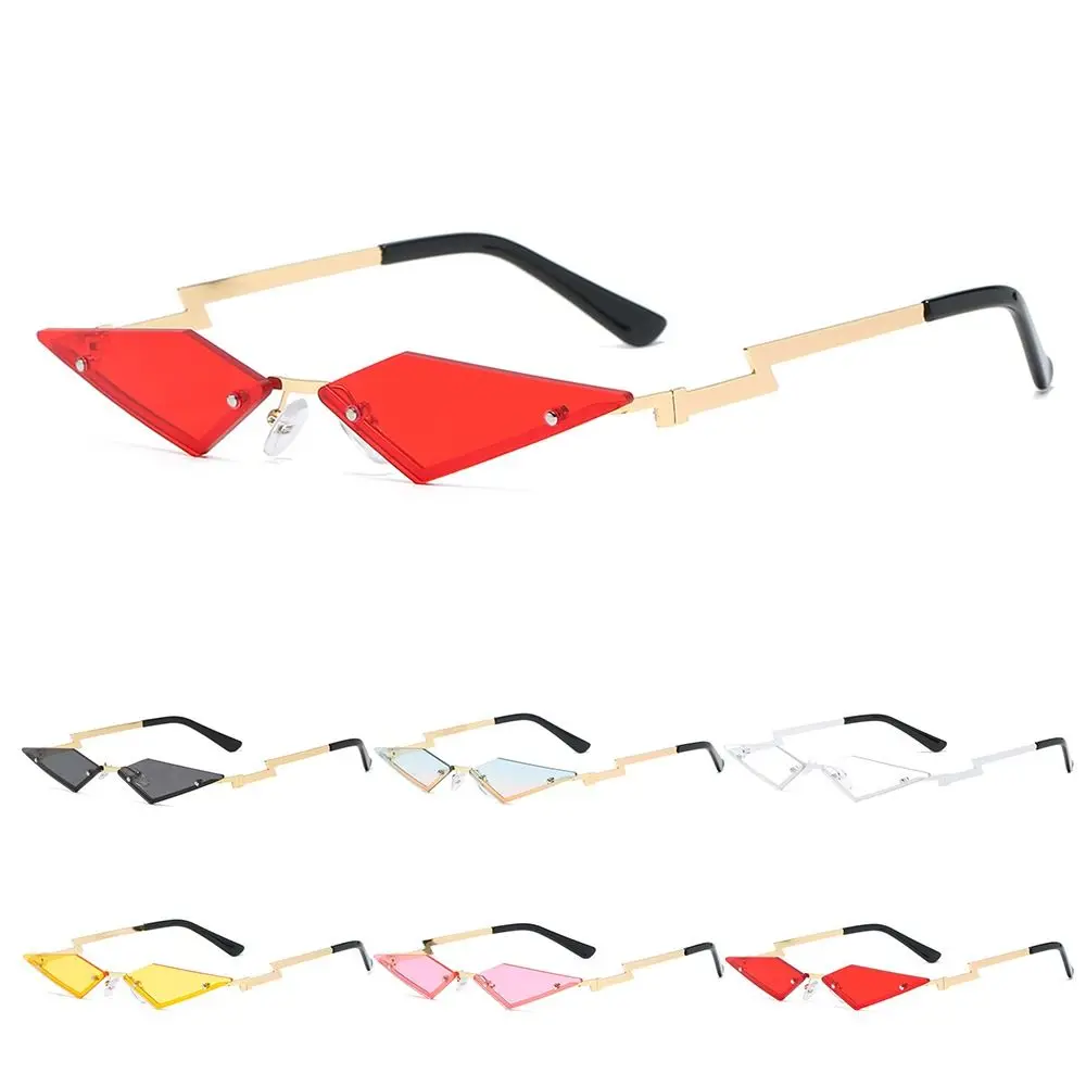 Rimless Lozenge Sunglasses Retro Colorful UV400 Polygon Sun Glasses Metal Frame Halloween Eyeglasses for Women & Men