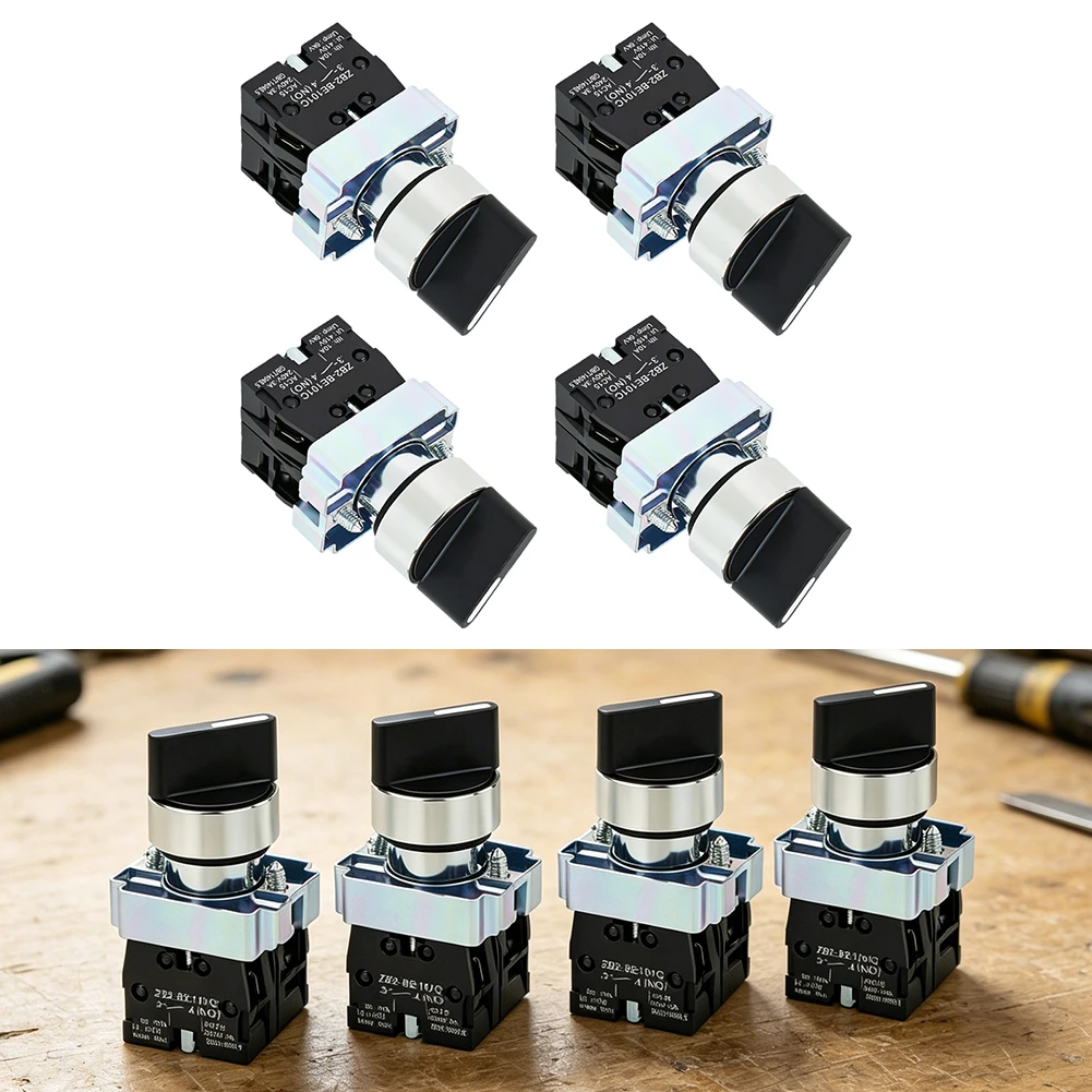 4pcs 3-Position Rotary Button Switch Self-Locking Knob Switch For XB2 ZB2-BE101 Equipment Accessories