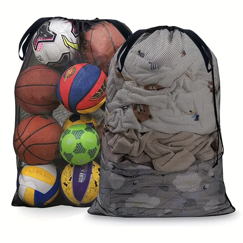 Large Mesh Sports Bags Pack Storing Clothes Bags Drawstring Bag For Storing Basketball Volleyball Baseball Swimming Equipment