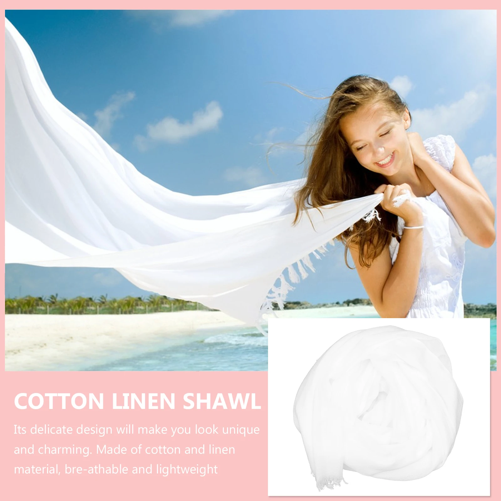 

Cotton Linen Breathable Quick-Dry Sun Protection Shawl For Beachwear Summer Outdoor Lightweight Large Silk Scarf Multi-Purpose