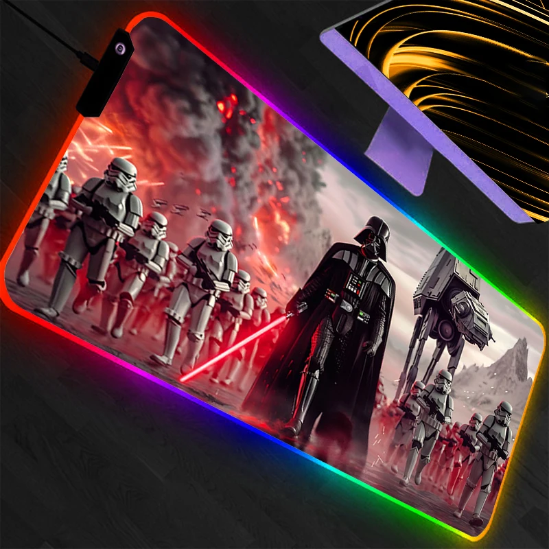 RGB Mouse Pad Star Wars Professional eSports Game Players Speed Lock Edge Rubber Desk LED Mousepad Keyboard Mat Anime Xxl