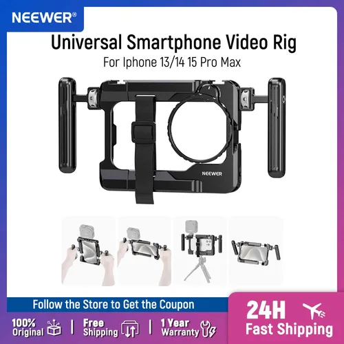 NEEWER-plataforma de vídeo Universal para teléfono inteligente con asas, adaptador de filtro de 67mm para micrófono DJI iPhone 14 15 Pro Max Samsung Galaxy Android