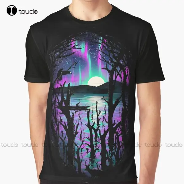 Night With Aurora Graphic T-Shirt Digital Printing Tee Shirts Streetwear Xxs-5Xl New Popular Unisex Christmas Gift