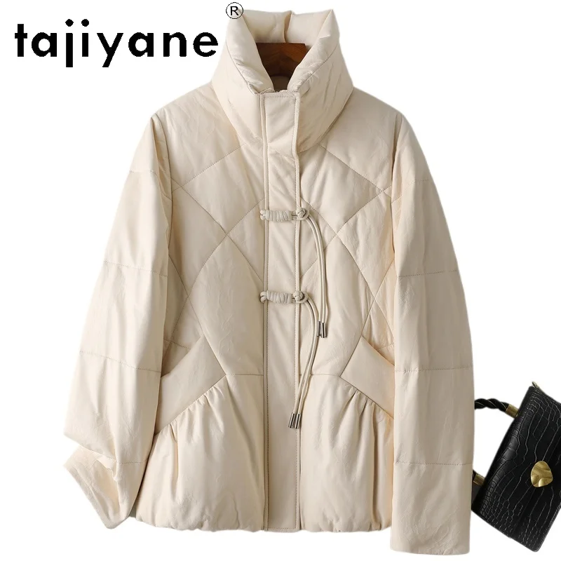 TAJIYANE جلد الغنم الحقيقي أوزة أسفل معطف امرأة أنيقة سترة منفوخة قسط حقيقية سترات من الجلد الشتاء ملابس حريمي 2025 Kosт