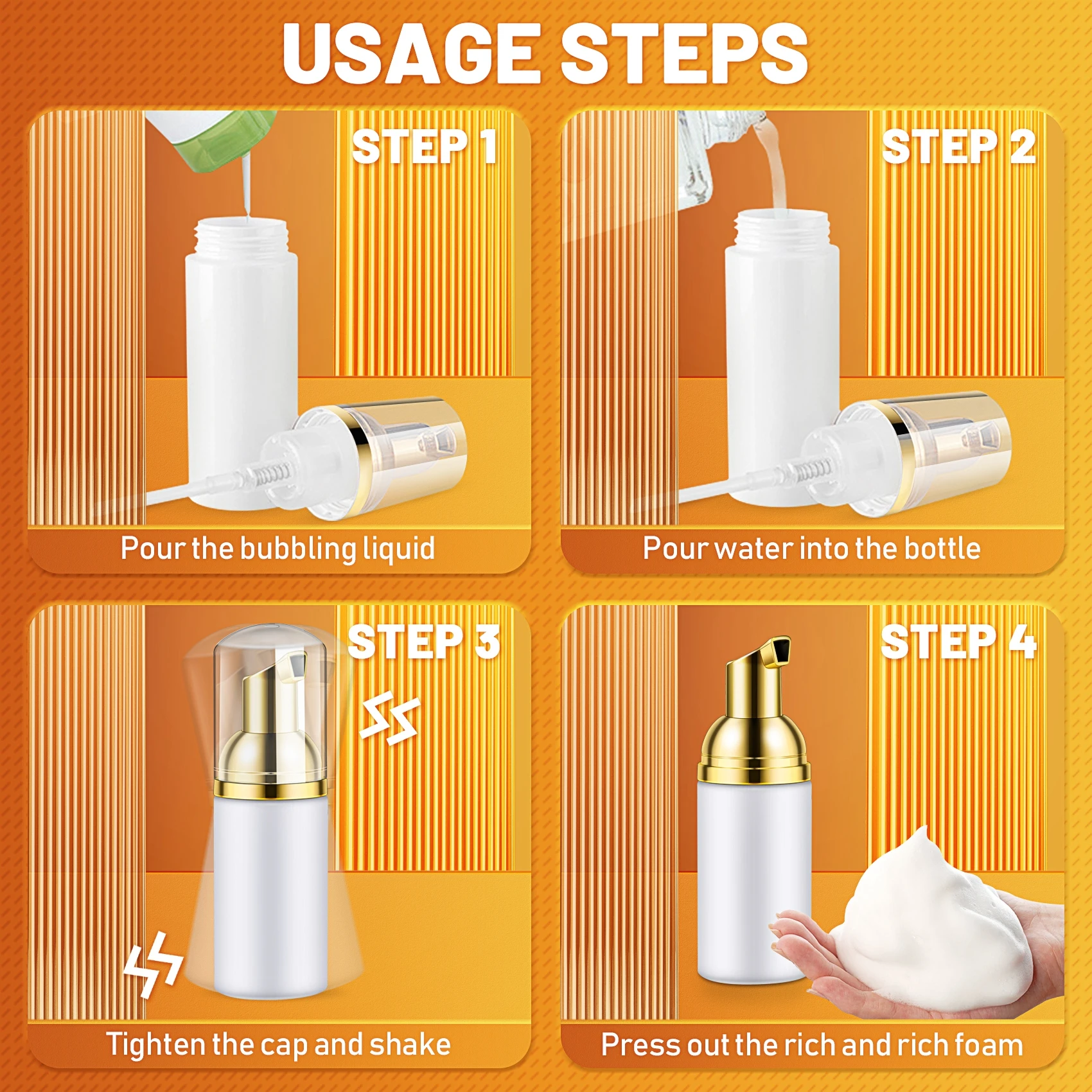 10PCS 30ML Plastic Foaming Bottle Soap Mousses Liquid Dispenser,Froth Shampoo Lotion Bottling Foam Bottles