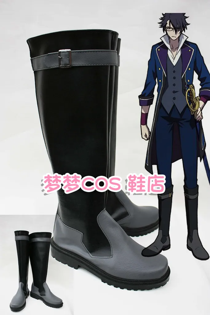 

K Project Saruhiko Fushimi Cosplay Costume Shoes Fushimi Saruhiko Handmade Faux Leather Boots Halloween Carnival Boots