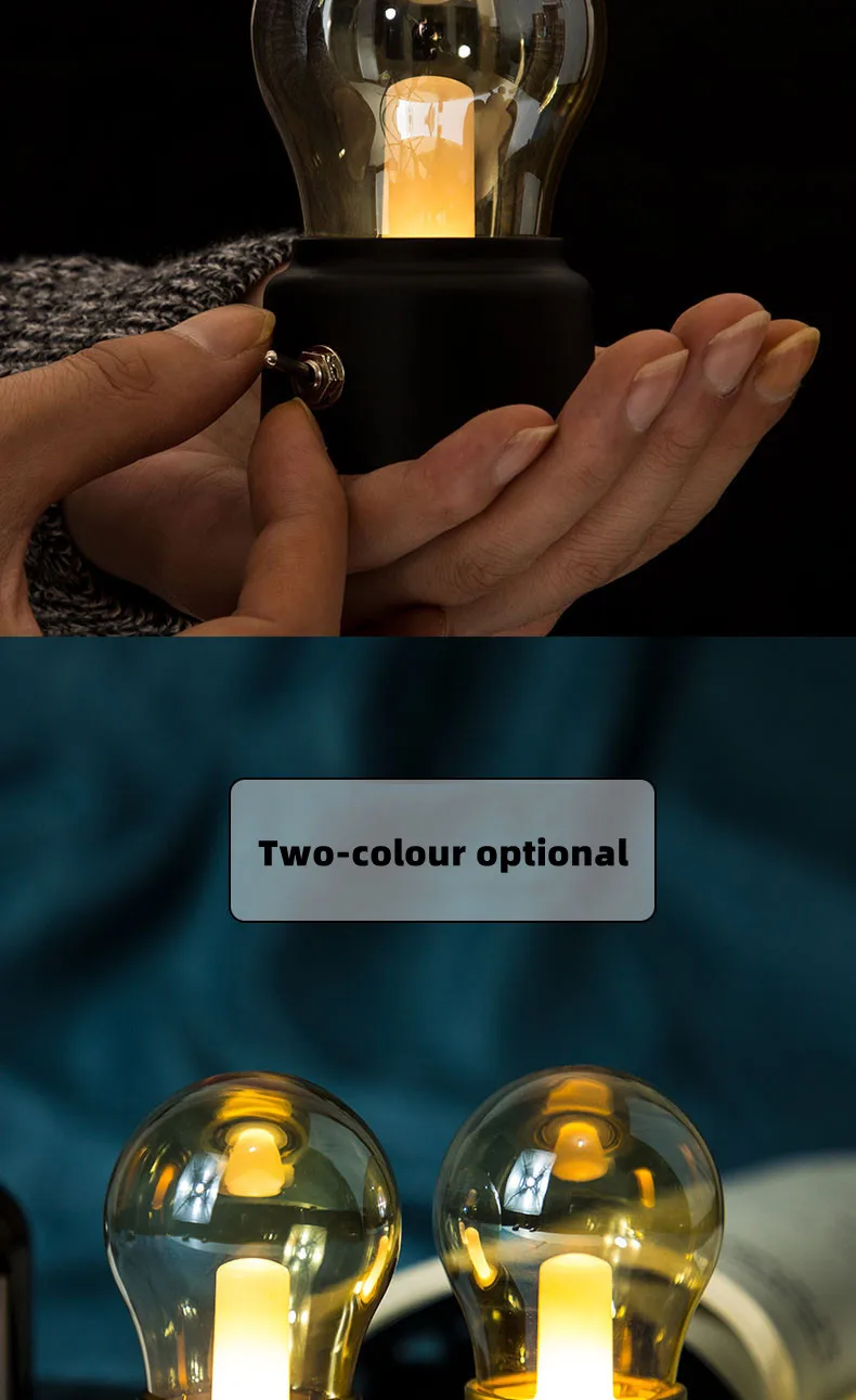 Creative led retro rechargeable night light USB rechargeable bedside bedroom Mini dormitory table light bulb atmosphere light