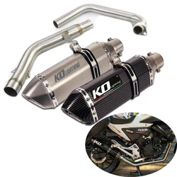 For Lifan KPT 200 KPM 200 Full Exhaust System Motorcycle Front Mid Link Pipe 51mm Muffler Silencers Removable DB Killer Escape