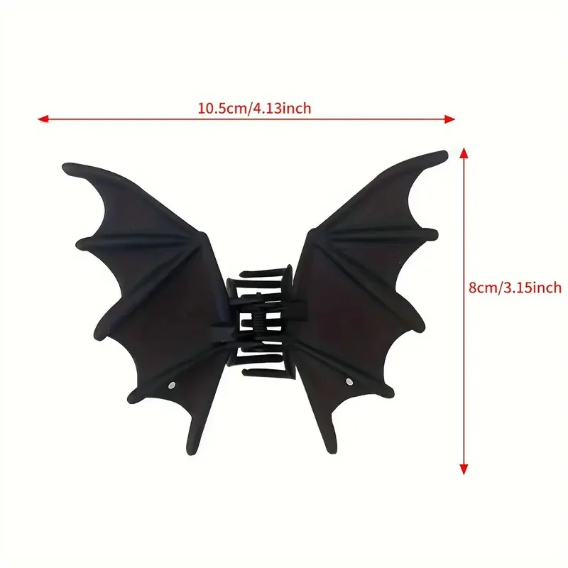 Matte Black Bat Claw Clip Gothic Punk Hair Clip Shark Grip Non-Slip Hair Accessory Halloween Party view 5