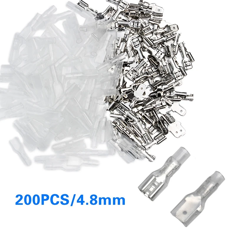 ABHY-200PCS Male/Female Spade Crimp Terminals Electrical Insulating Sleeve Wire Wrap Connector