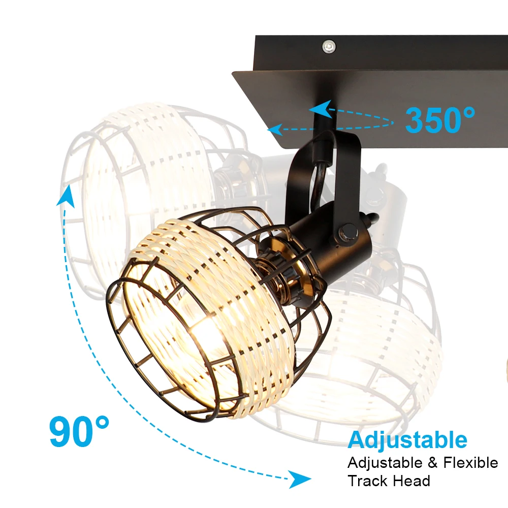 Imagem -05 - Depuley-abajur de Teto Rústico Rattan Holofote de Luzes com Direção Variável E12 Wall Spot para Cozinha Café Corredor