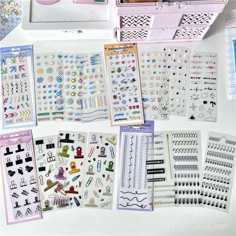 1 Pc Creative Cute Pattern Sticker Korean Style PET Sticker DIY Scrapbooking Journaling Planner Diary Collage Material Sticker