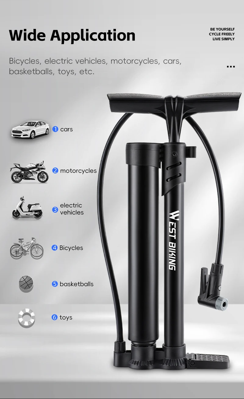 WEST BIKING 160PSI Fahrradpumpe Tragbare Schnellaufpumppumpe mit Manometer für Presta- und Schrader-Ventile E-Bike MTB Rennrad-Pumpe – Detail 13