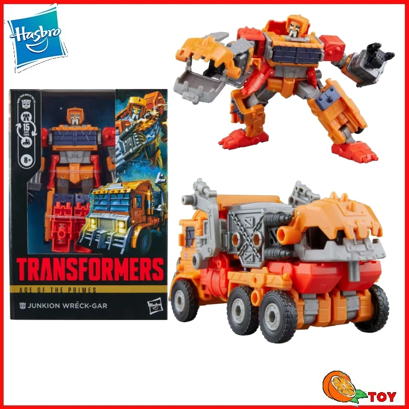 

In stock Hasbro Transformers toys Age Of The Primes Junkion Werck-GAR Model Robot Collection Action Figures Toy Gifts Hobby