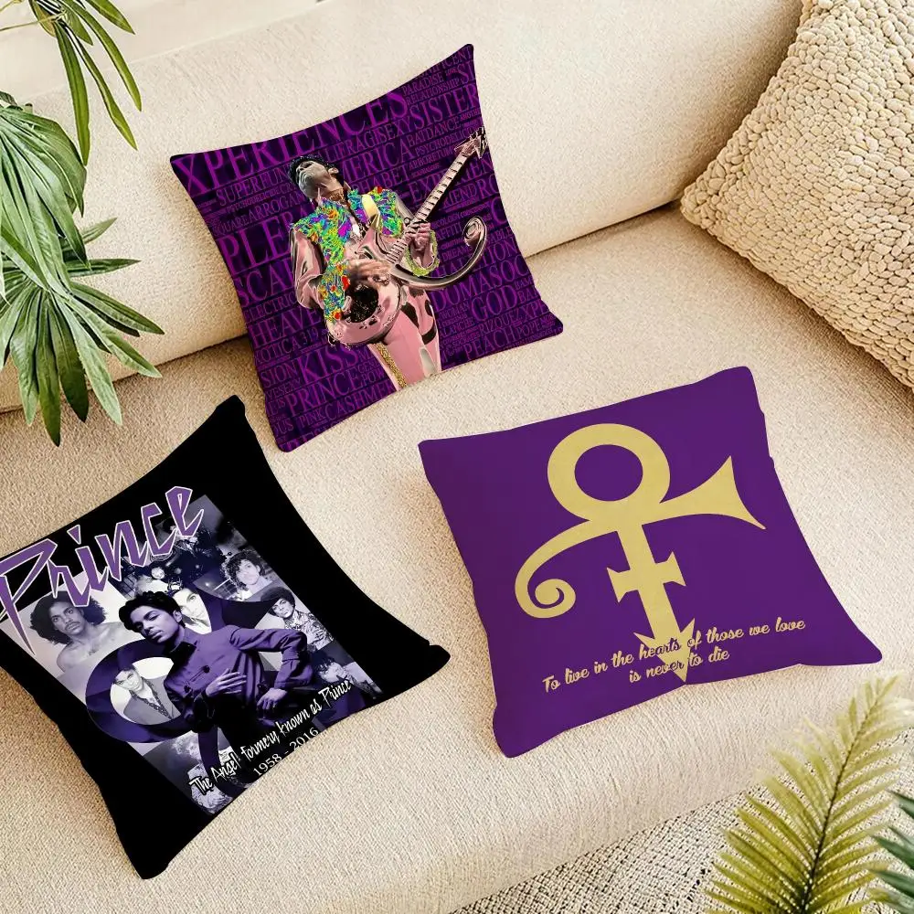 Pop Icon Prince Cushion Cover Short Plush Pillowcase, Washable Wrinkle Resistant Cover for Bedroom Gift