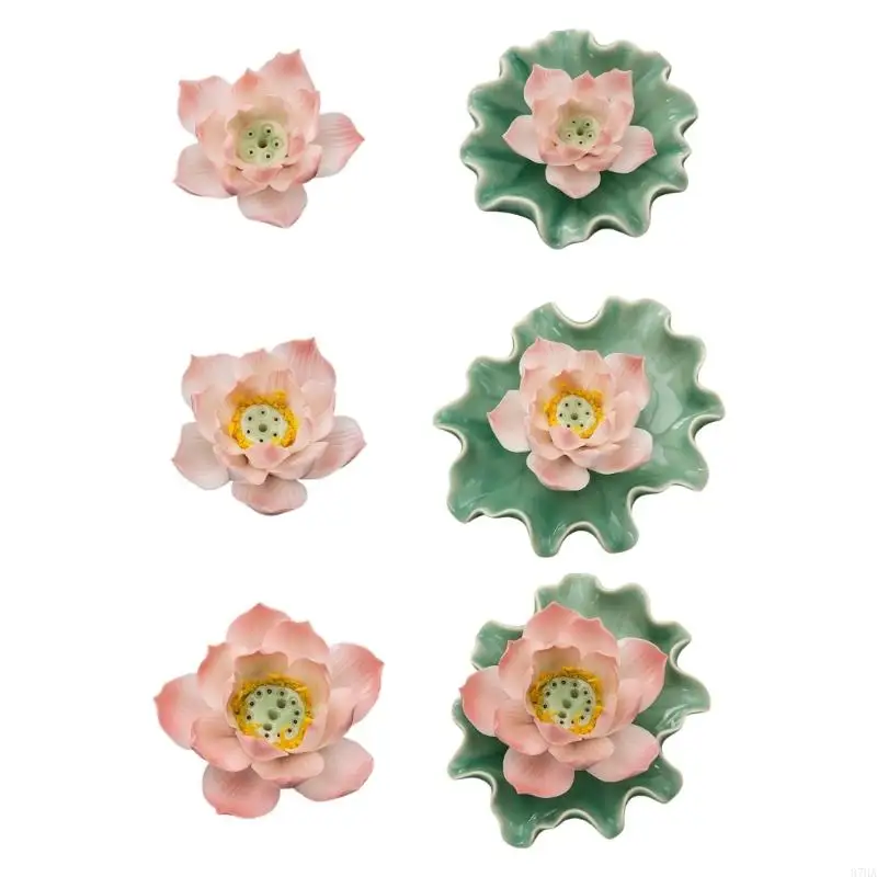 Ceramic Flower Incenses Burners,Flower Insences Holders Perforated Flower Center Above a Surrounding Ashes Catcher, 87HA